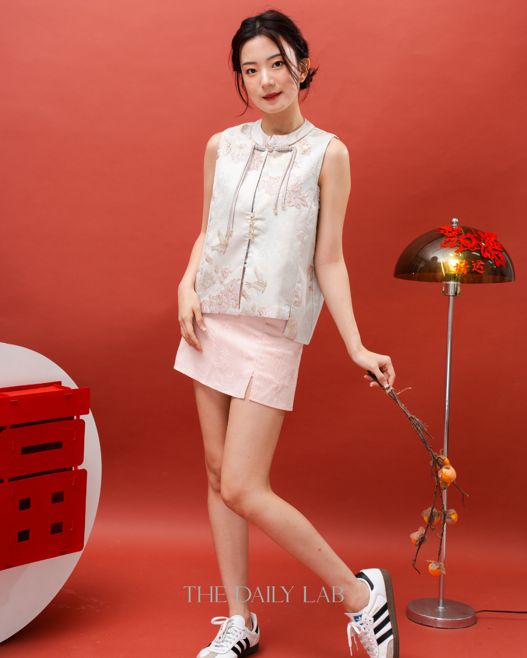 Elegant Pankou Mini Skirt in Pink