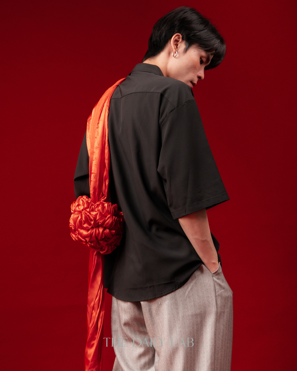 Embroidered Bamboo Chinese Shirt in Black