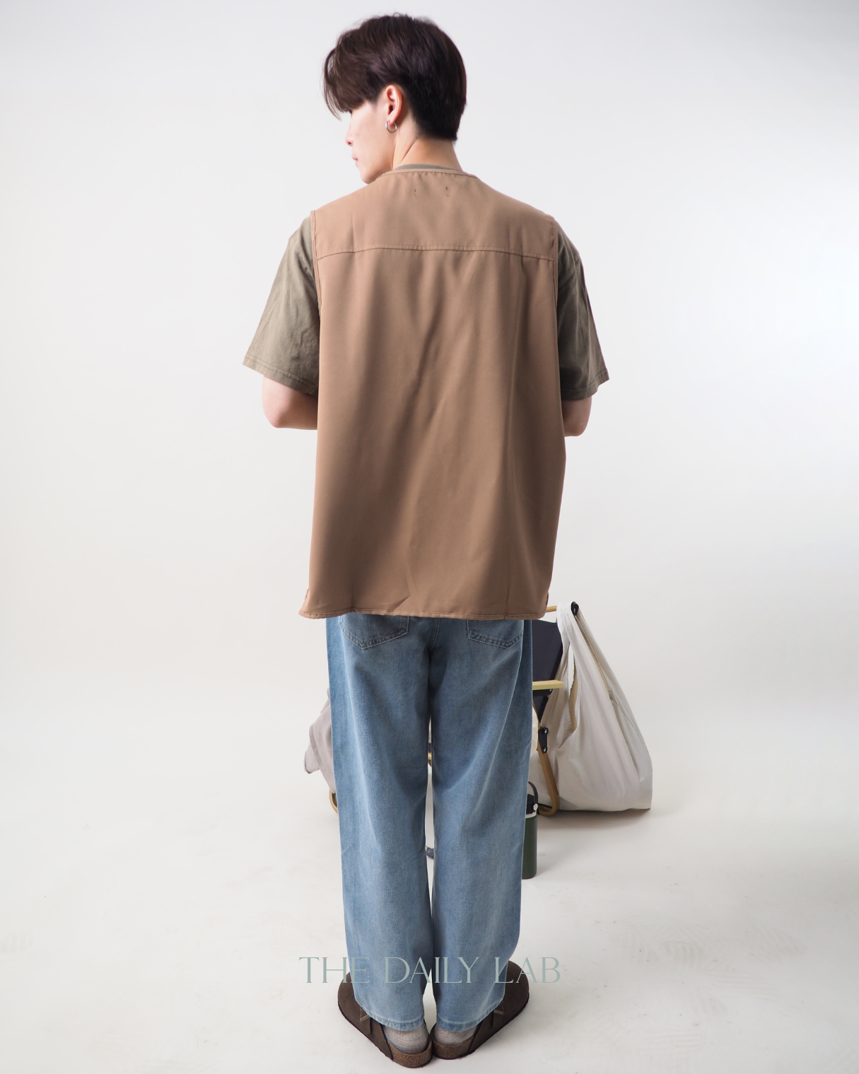Pocketed Cargo Vest in Khaki
