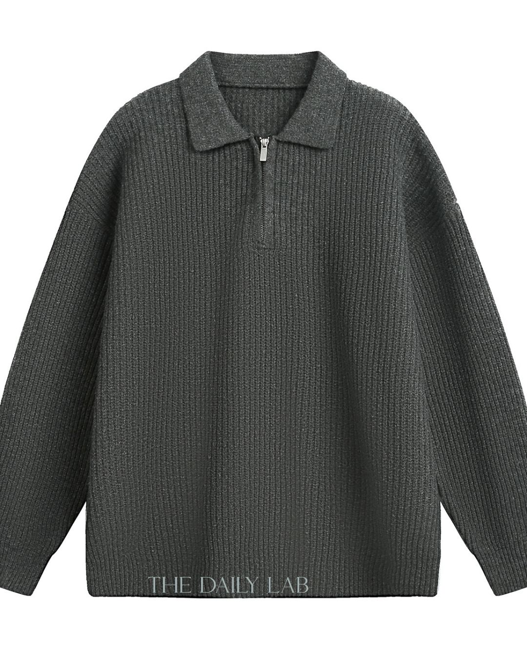 Heavyweight Half-Zip Knit Sweater in Grey