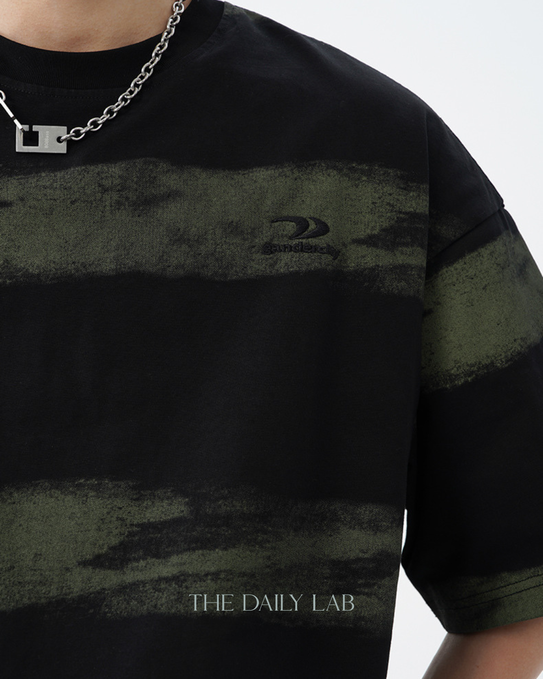 Tie-Dye Striped Vintage Tee in Black Green (In-Stock)