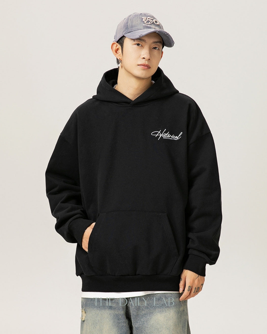 Historical 400G Vintage Heavyweight Hoodie in Black