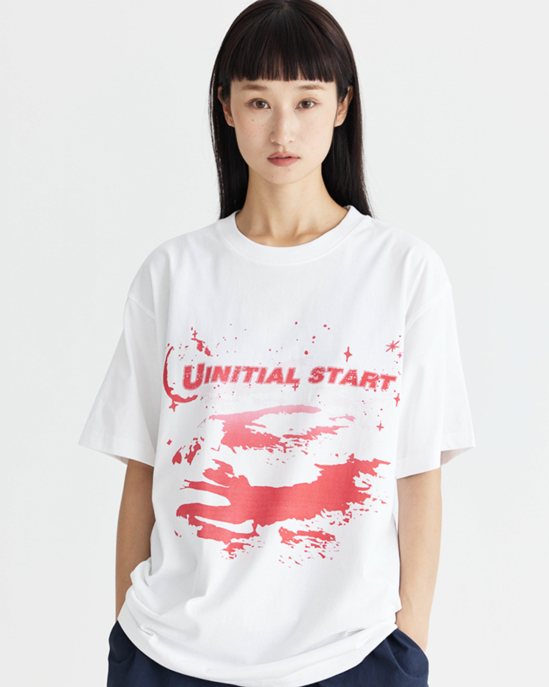 U Initial Tee in White