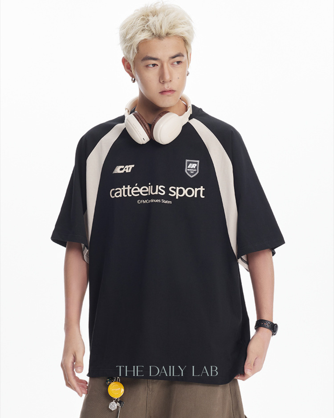 Catteeius Sport Print Cotton Tee in Black