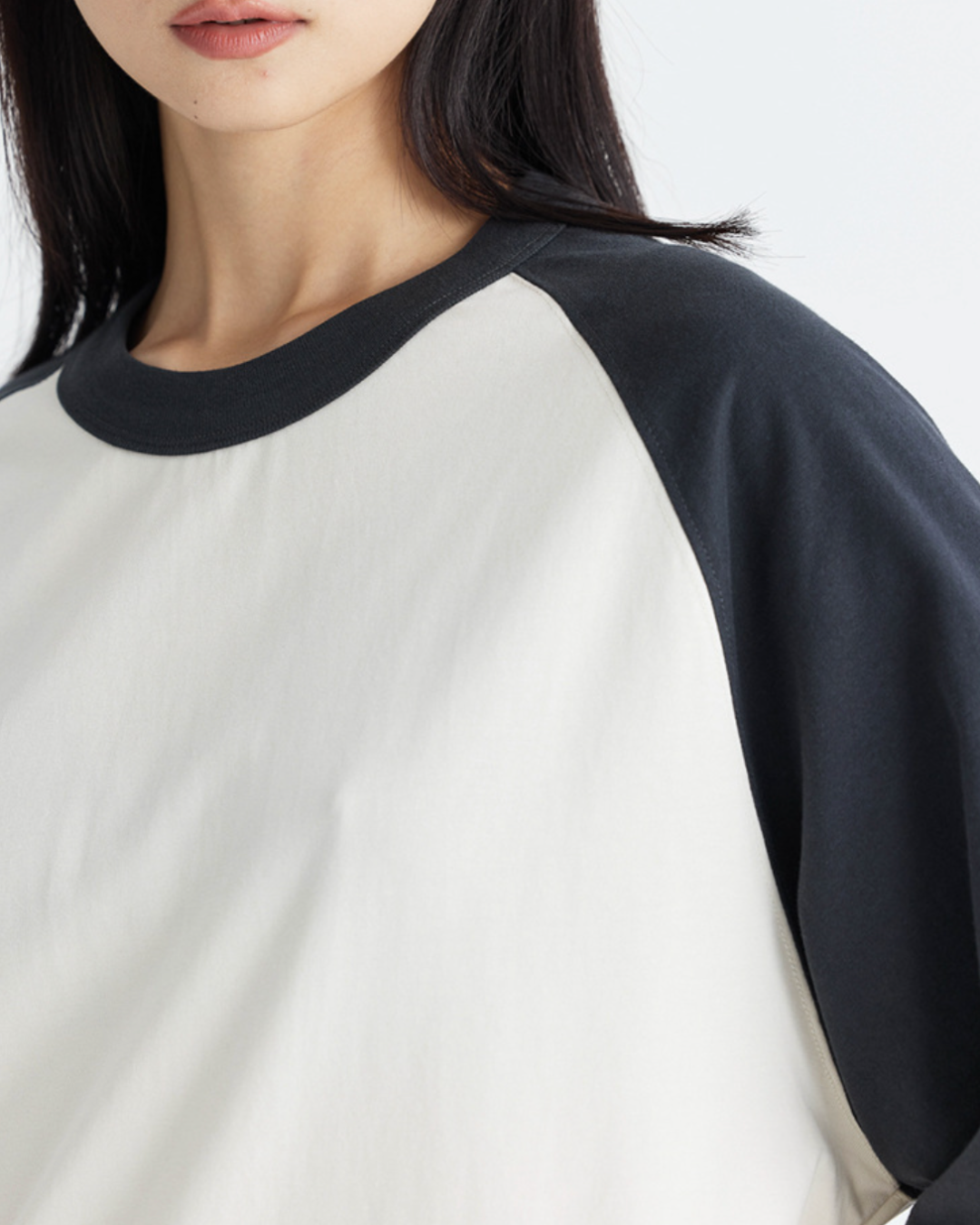 DualTone Patchwork Oversized Tee in Beige