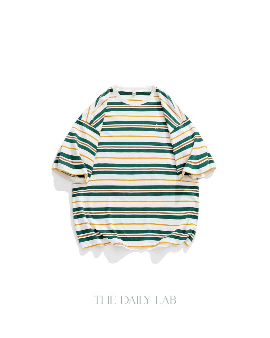 Retro Oversized Striped Line Tee in Green