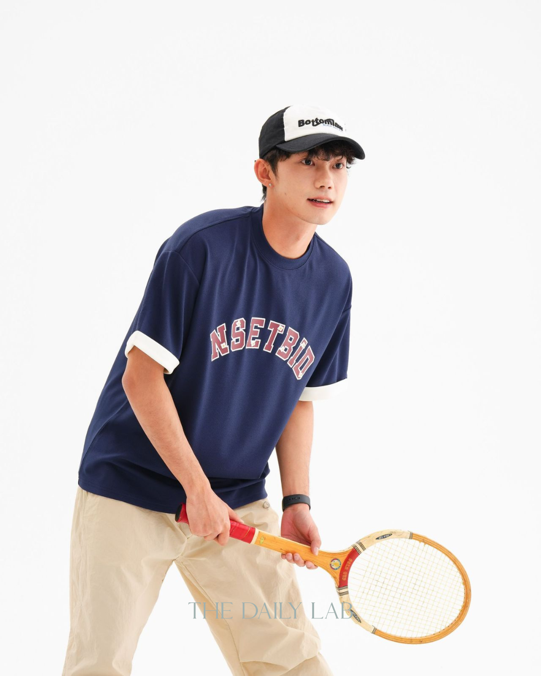 Vintage Japanese Style Short Sleeve Tee In Navy Blue