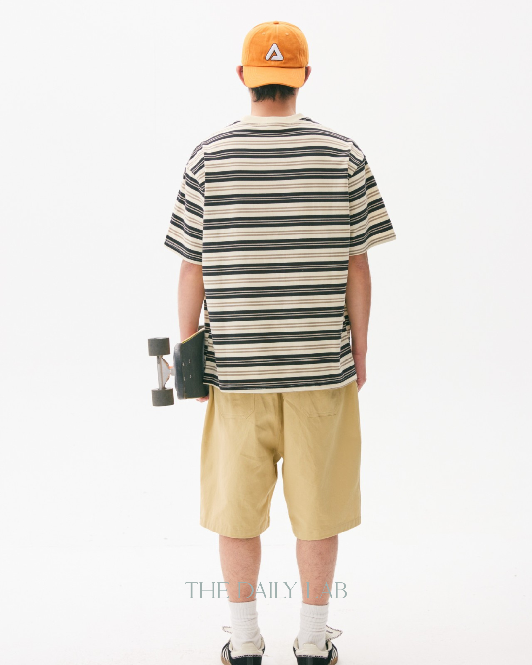 Teen Streetwear Striped Loose Fit Tee in Black/White