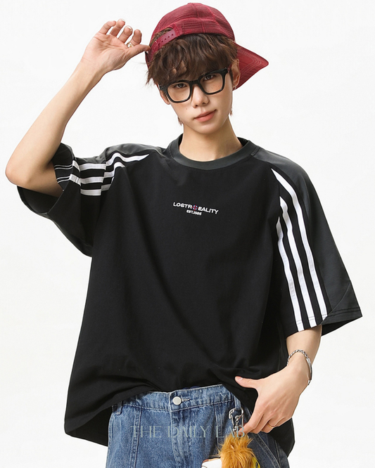 Lost Reality Vintage Raglan Tee in Black