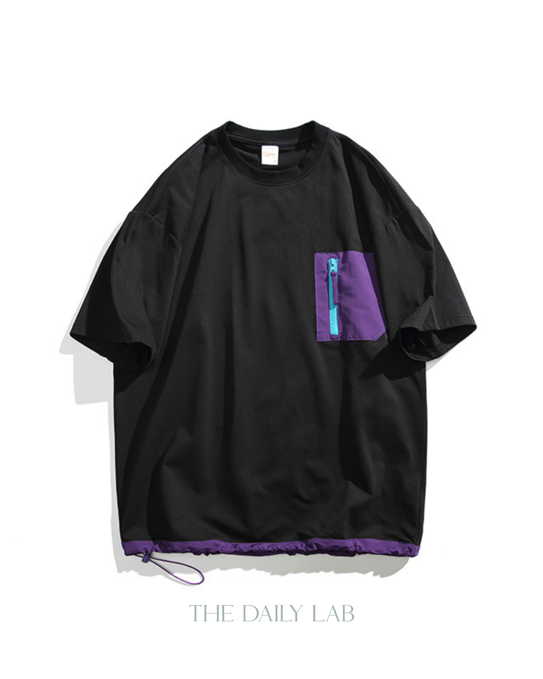 Color-Black Pocket Short Sleeve Tee in Black