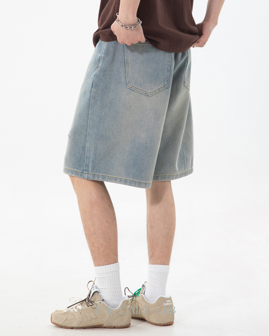 Fade Structure Denim Shorts in Blue