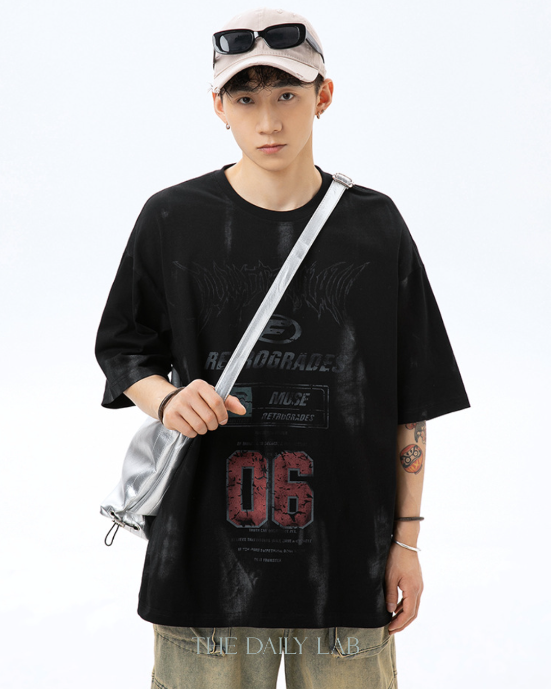 F Alphabet Cotton Tee in Black