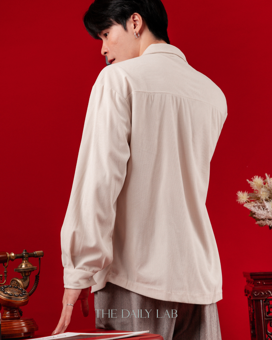 Spring Chinese Button Shirt Jacket in Beige