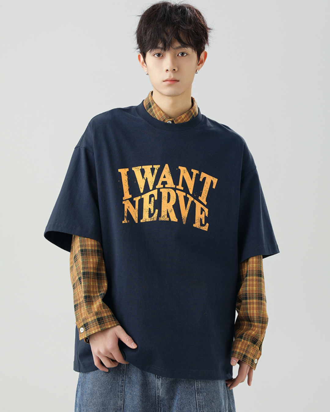 I WANT NERVE Relaxed Tee in Navy