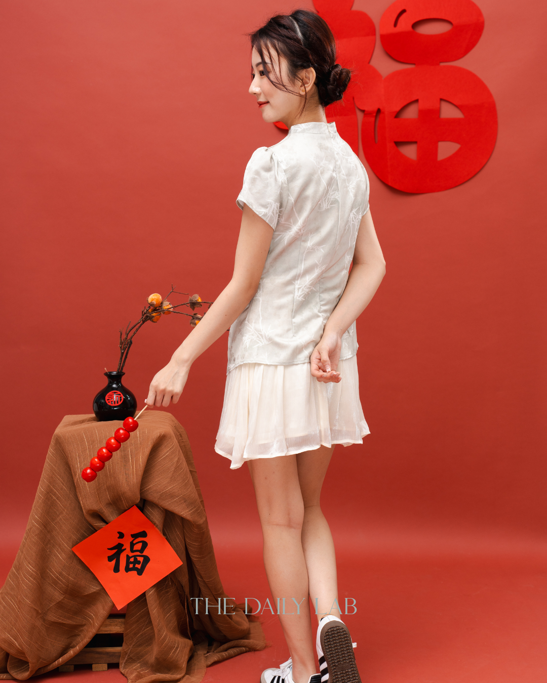 Green Asymmetrical Qipao Dress