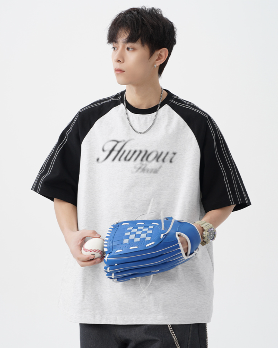 Humour Cotton Tee in Light Grey