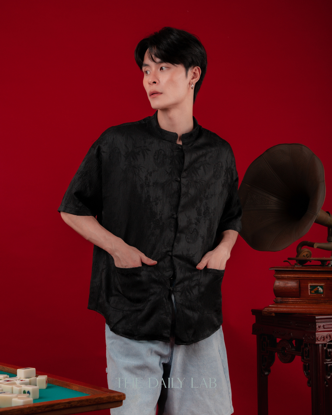 Bamboo Bloom Tang Shirt in Black