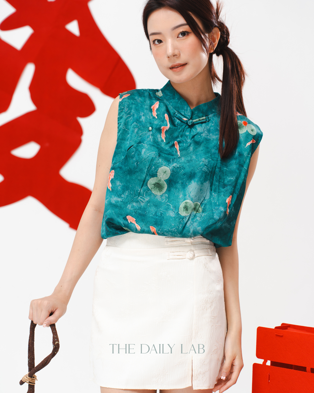 Elegant Pankou Mini Skirt in Beige