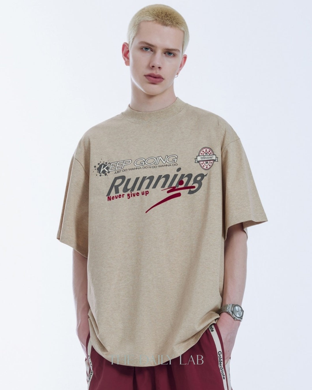 Retro Varsity Tee in Khaki