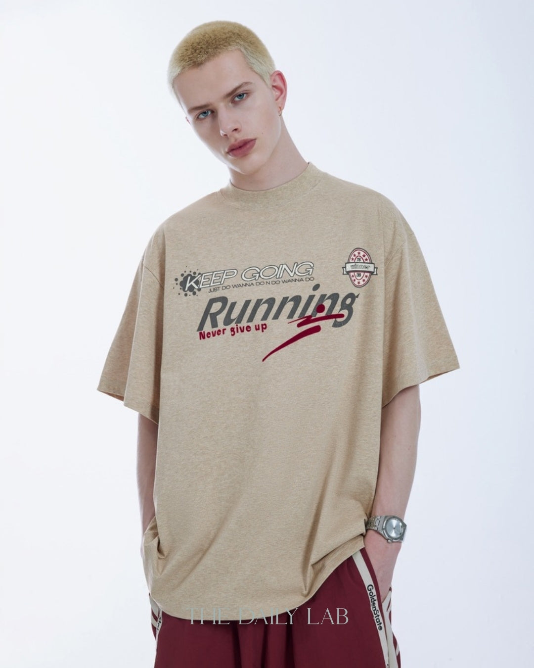 Retro Varsity Tee in Khaki