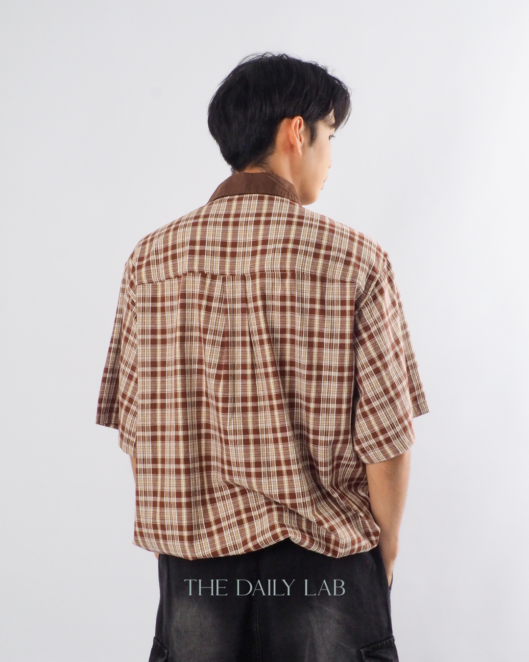 American Streetwear Patchwork Shirt in Brown