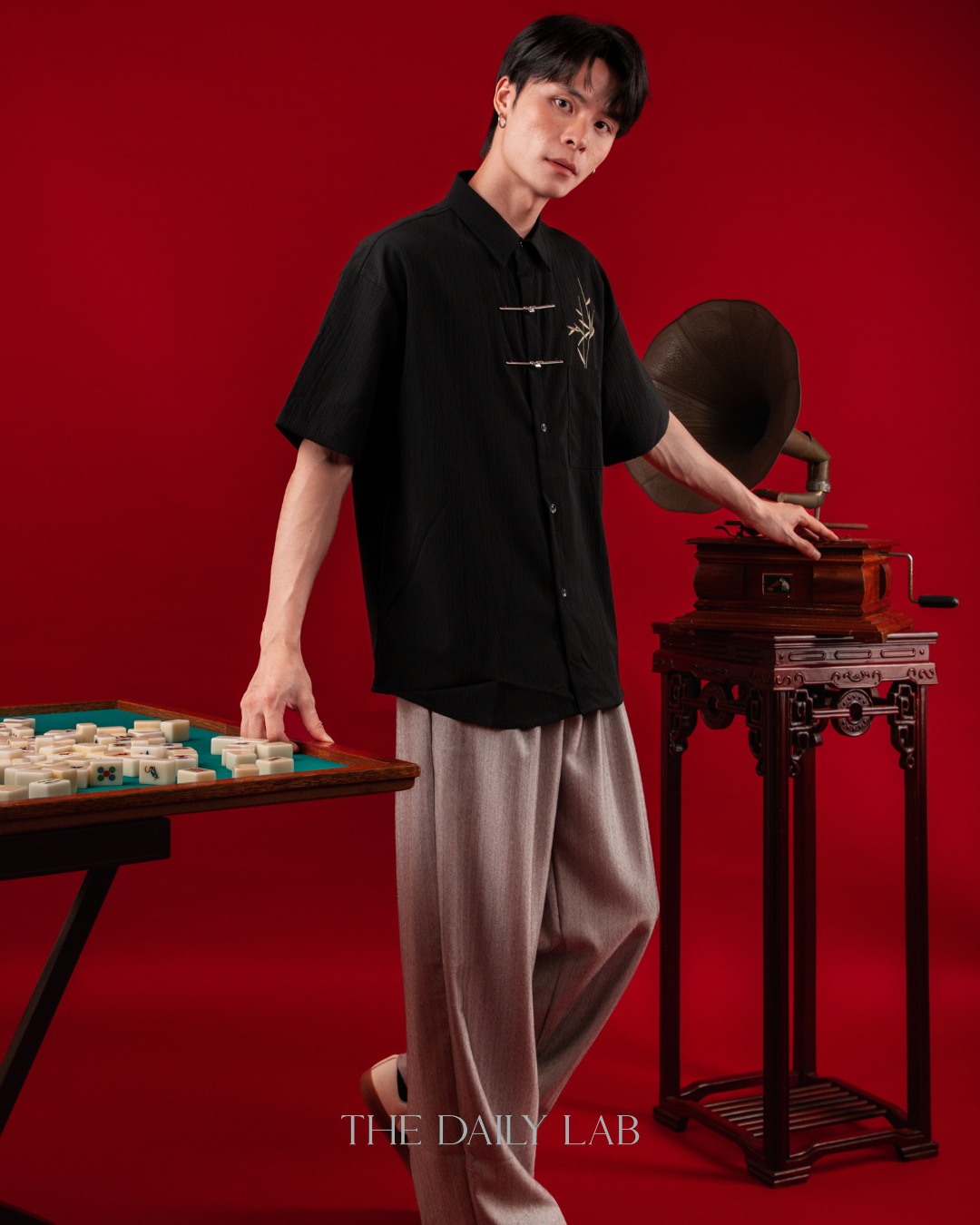 Bamboo Stitch Tang Shirt in Black