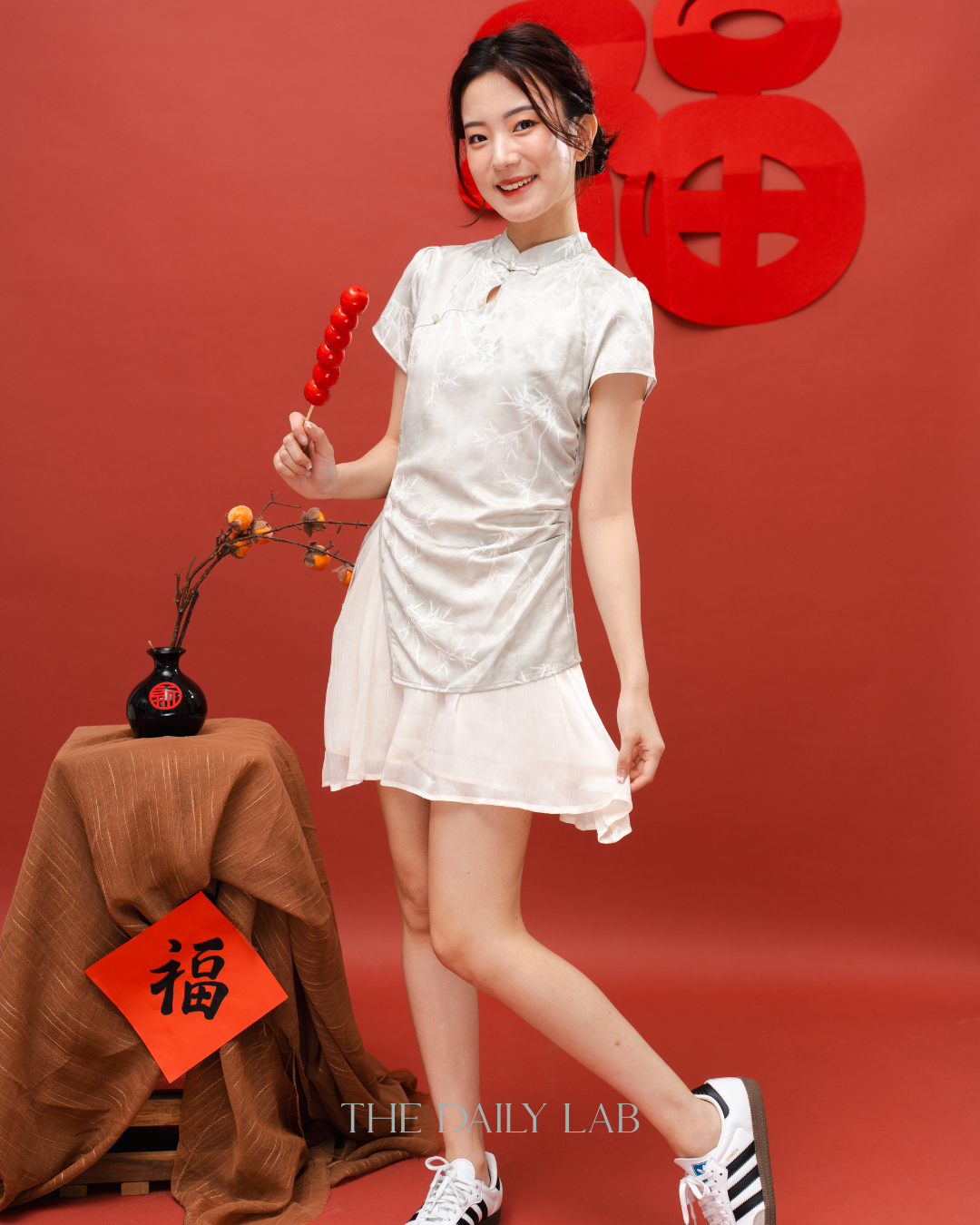 Green Asymmetrical Qipao Dress