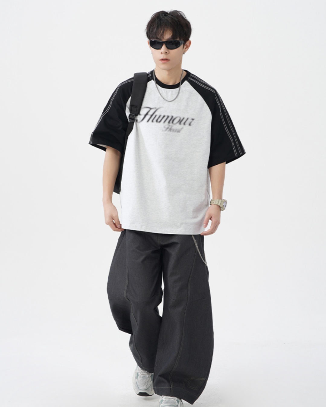 Humour Cotton Tee in Light Grey