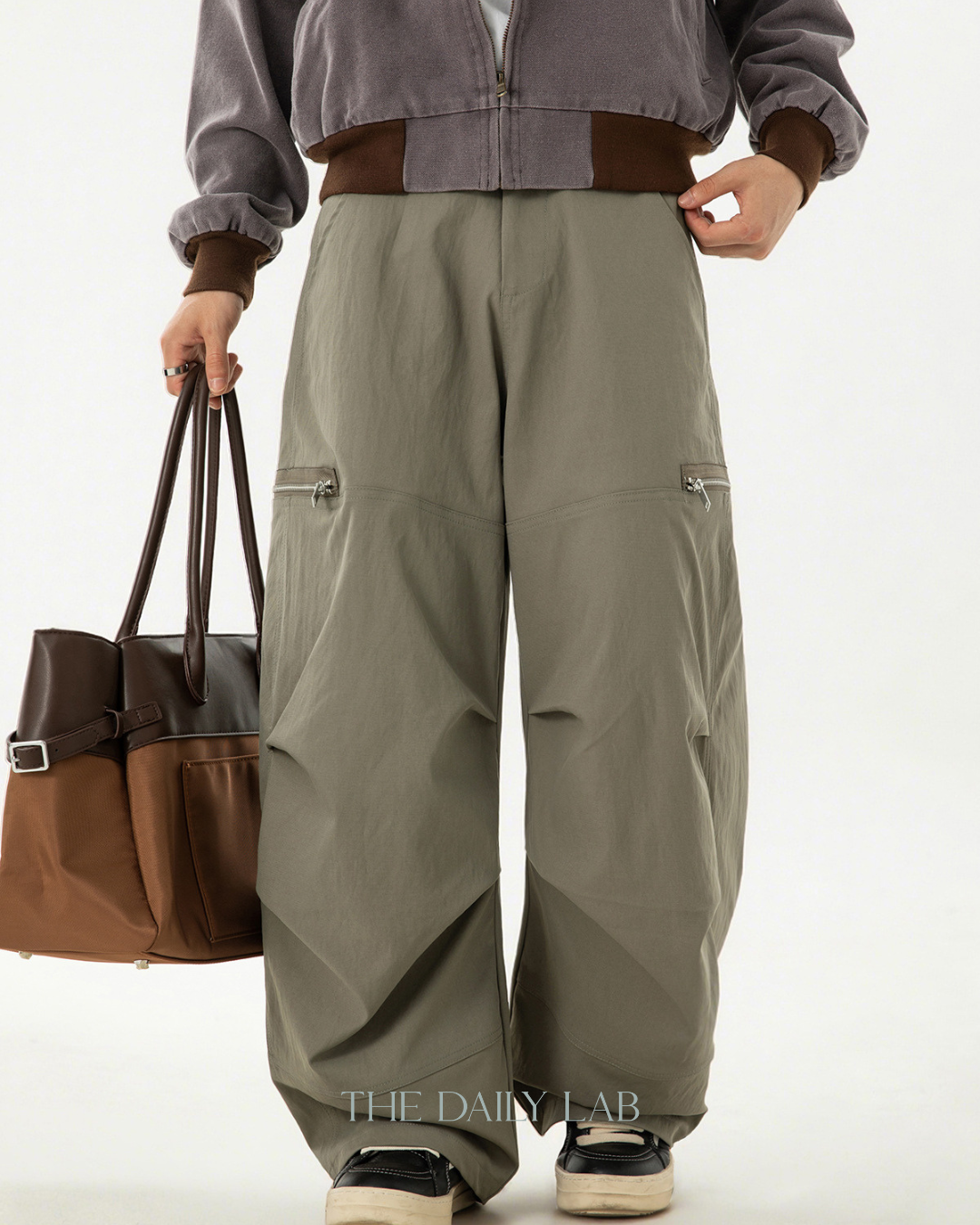 American Vintage Pleated Curved Blade Casual Pants In Khaki