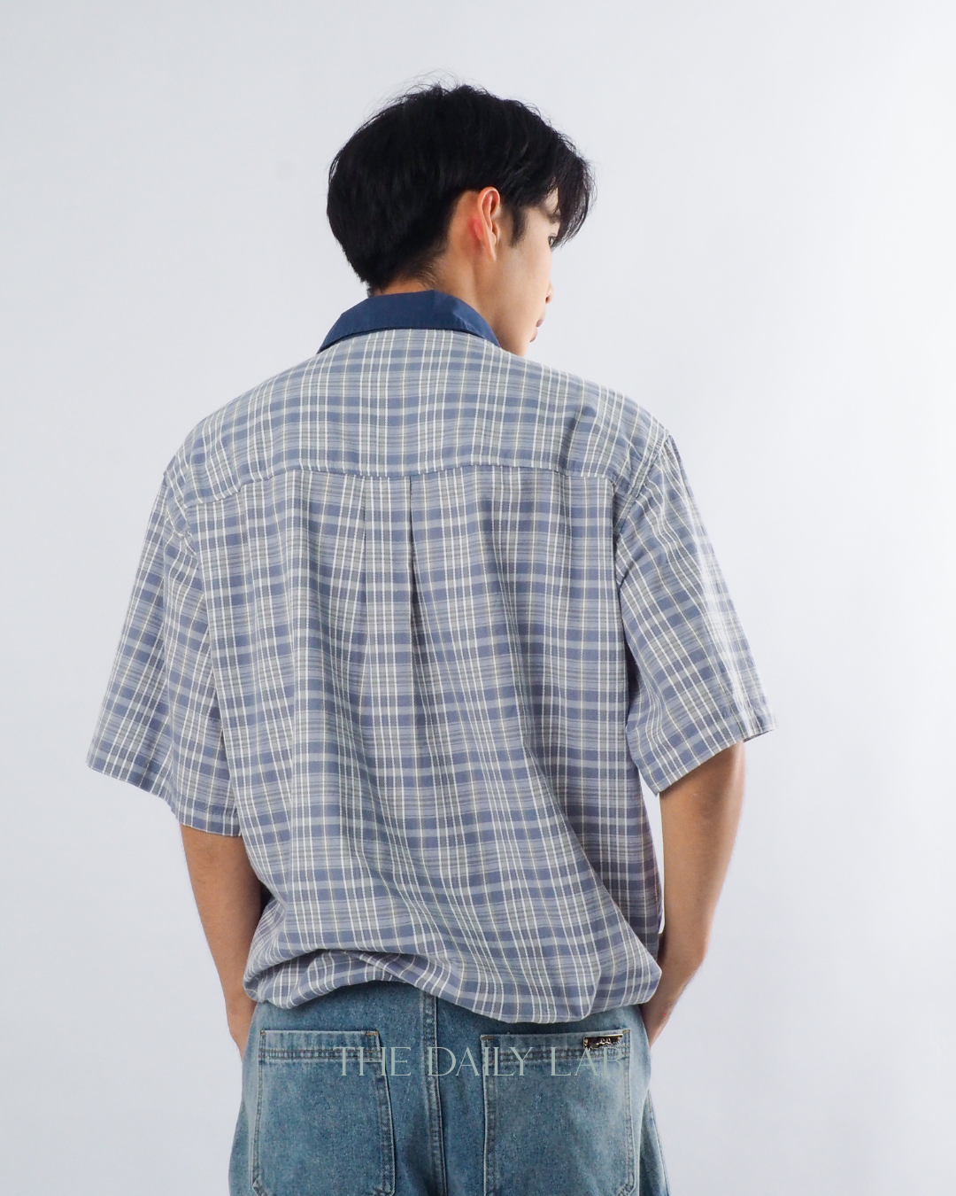 American Streetwear Patchwork Shirt in Grey