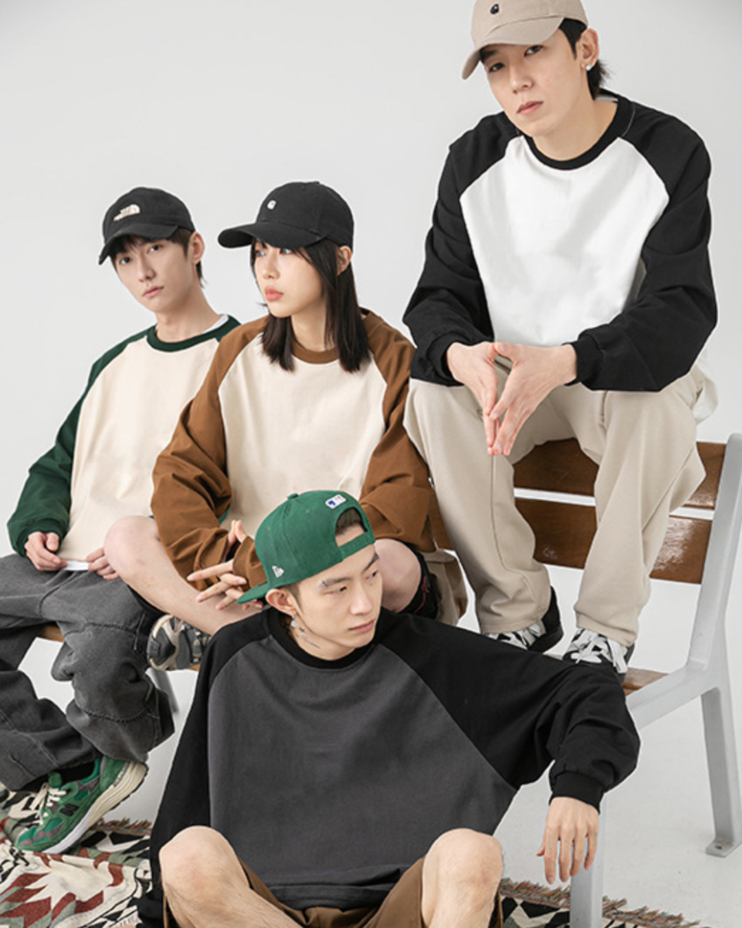 250G Dual Tone Patchwork Tee in Green
