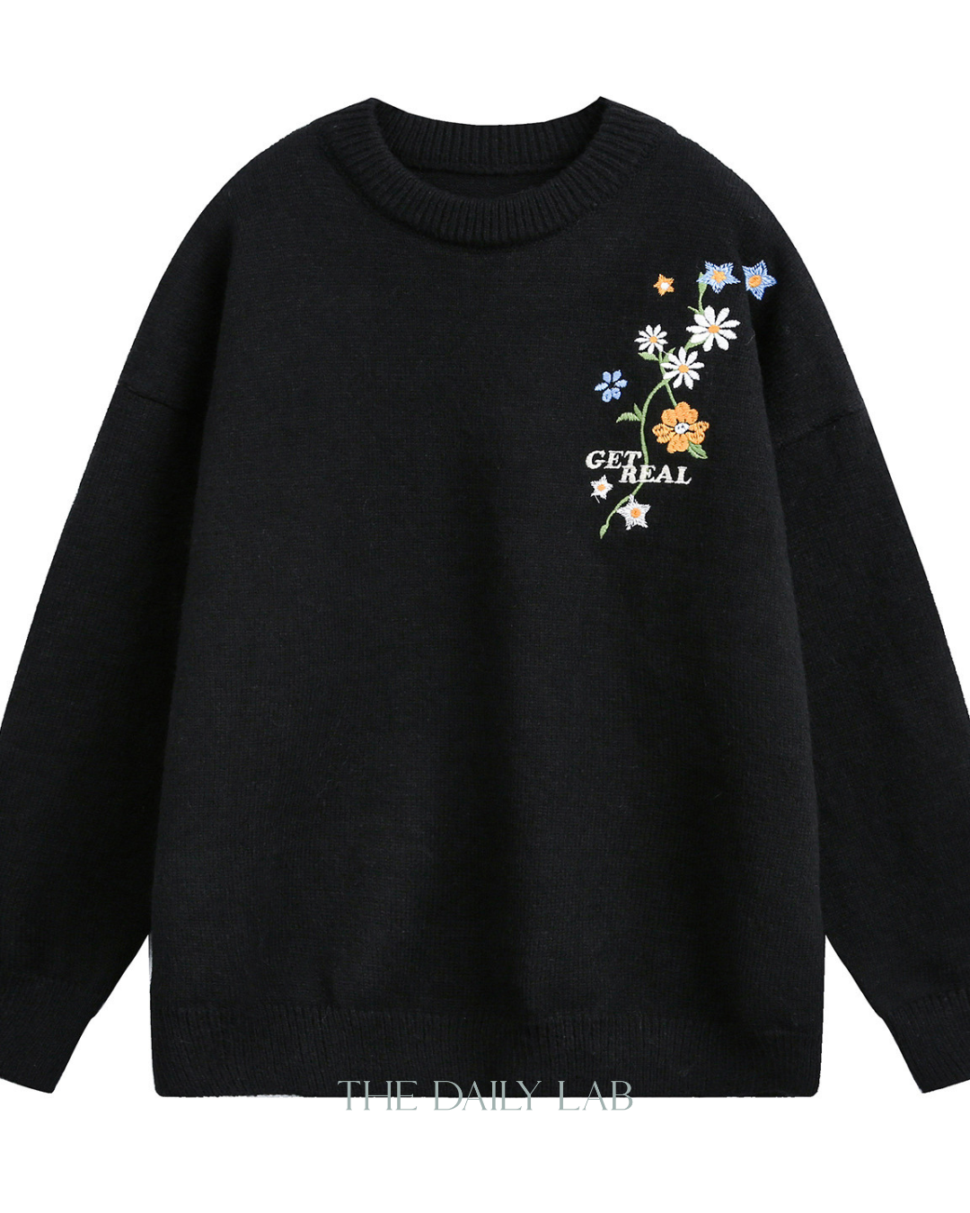 Loose-Fitting Pullover Knit Sweater in Black
