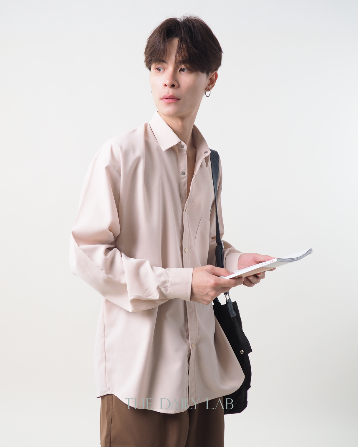 Buttoned Oversized Shirt in Beige