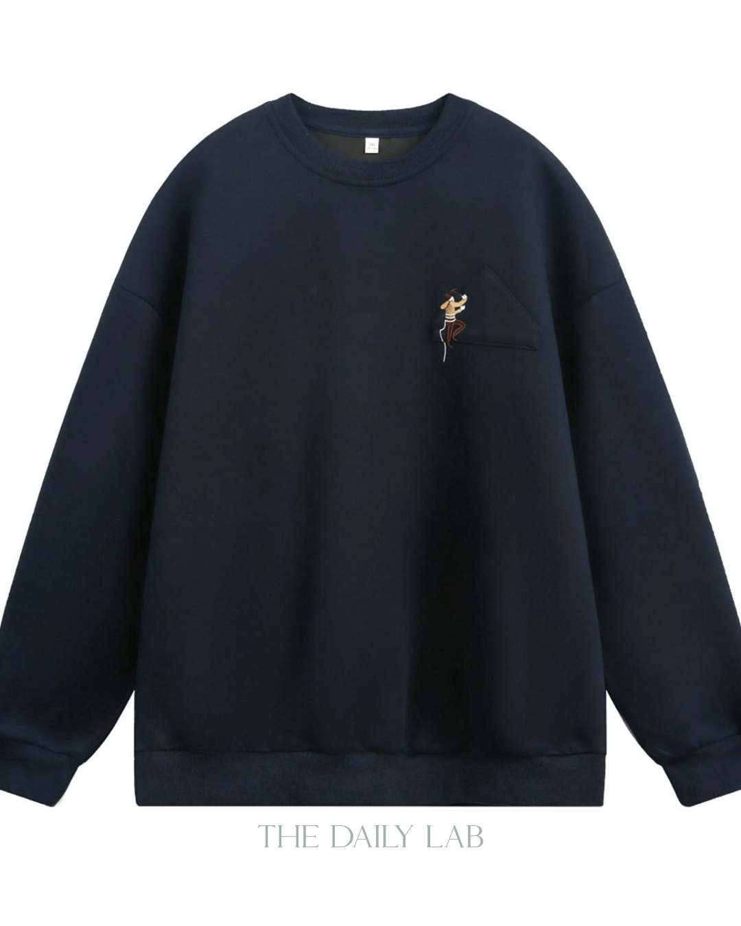 Heavyweight Crew Neck Sweatshirt Sports Jacket In Navy Blue