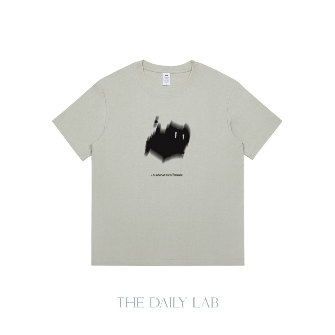 230G Black Cat Pixel Cotton Tee