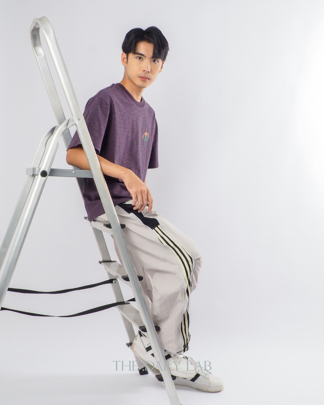 Trendy Striped Paratrooper Pants in Grey