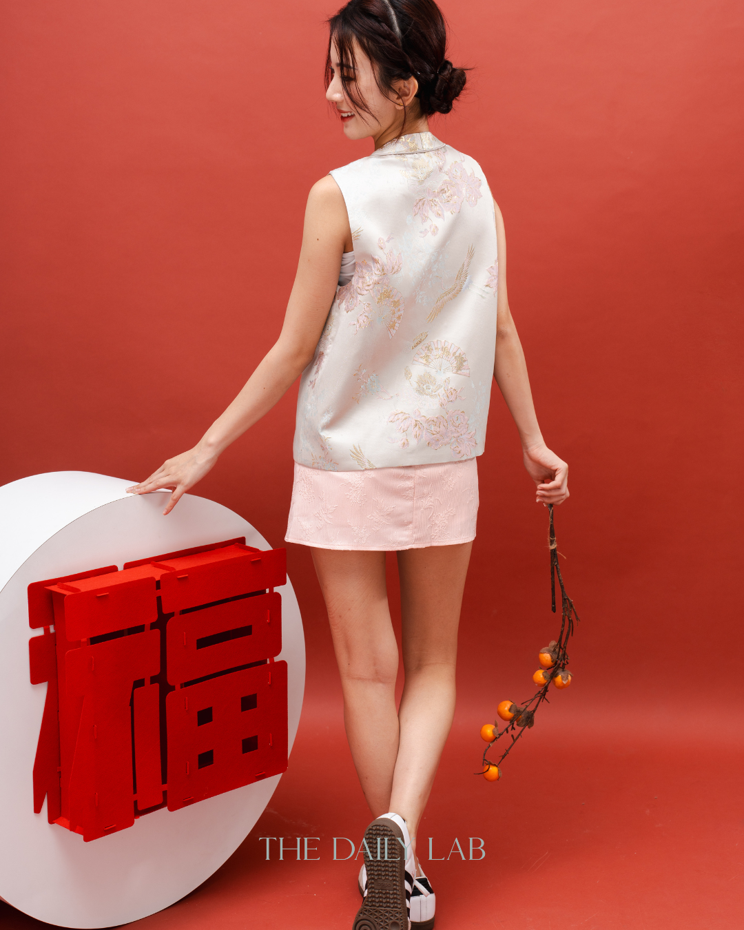 Elegant Pankou Mini Skirt in Pink