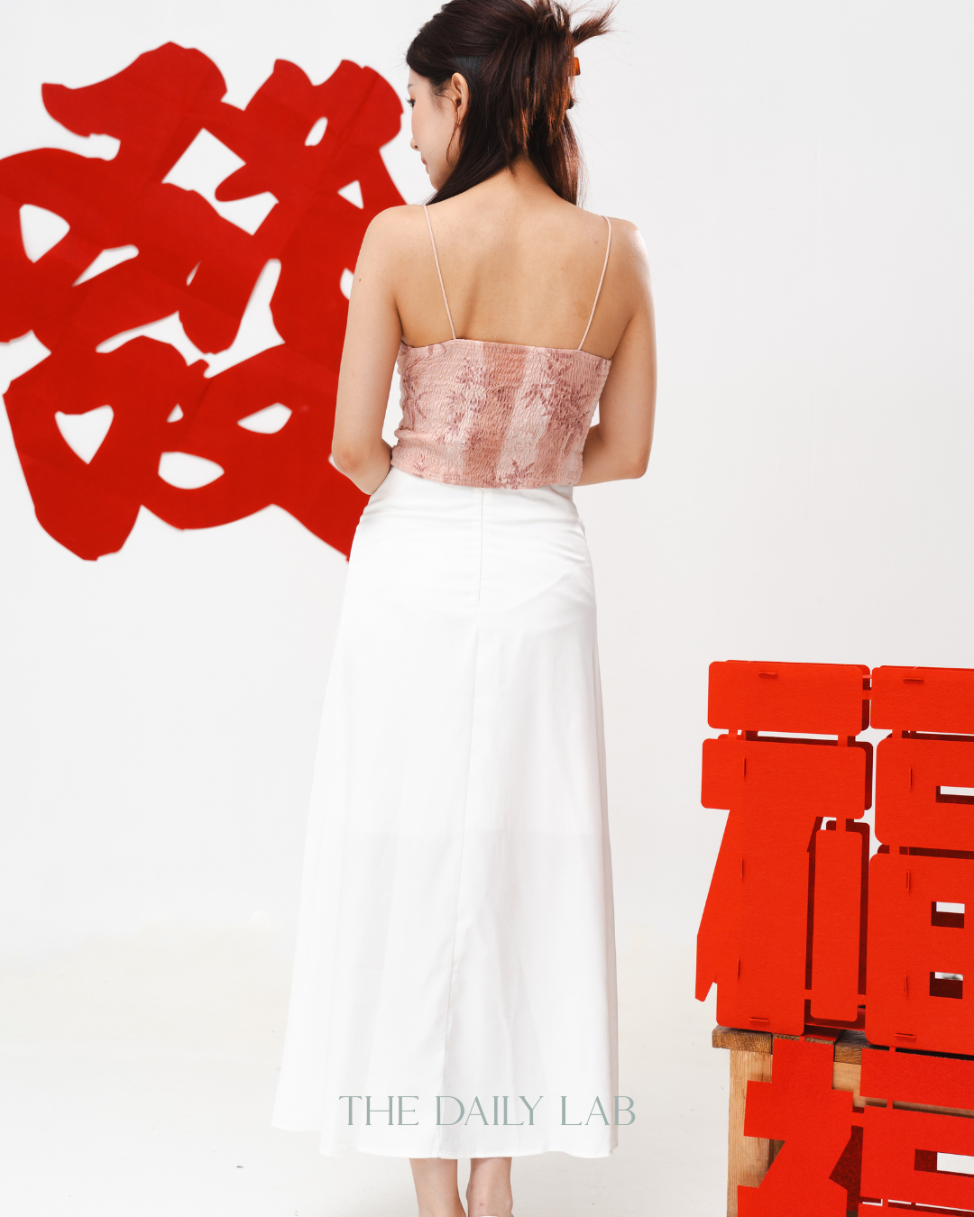 Bamboo Leaf Mesh Tank Top in Pink