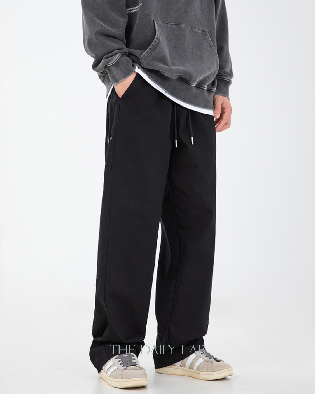 Twill Patchwork Utility Trousers in Black