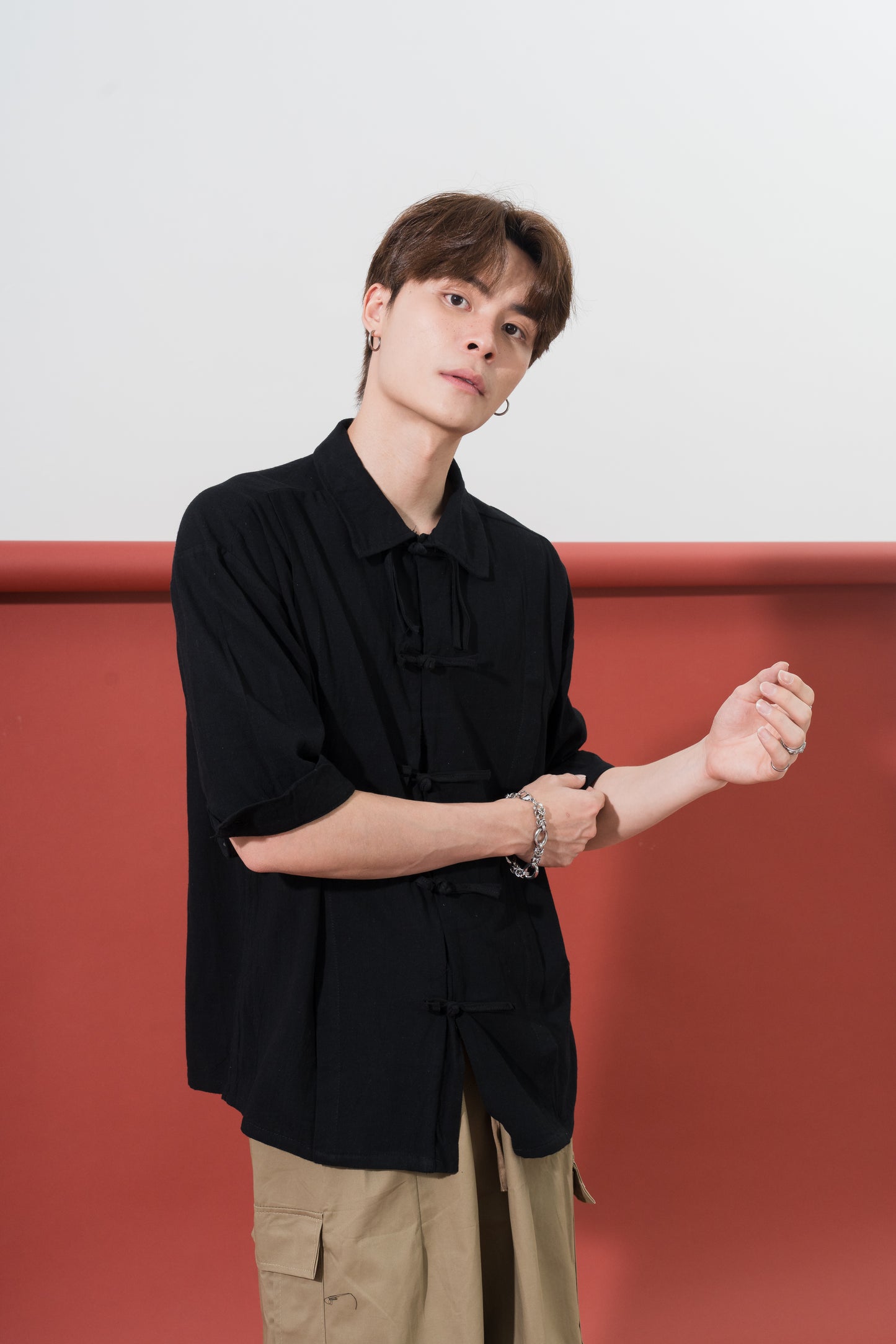 Oversized Pankou Tang Suit Top in Black