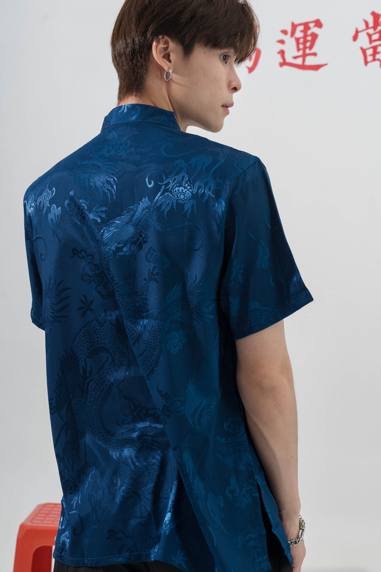 Vintage Chinese Dragon Tang Suit in Blue