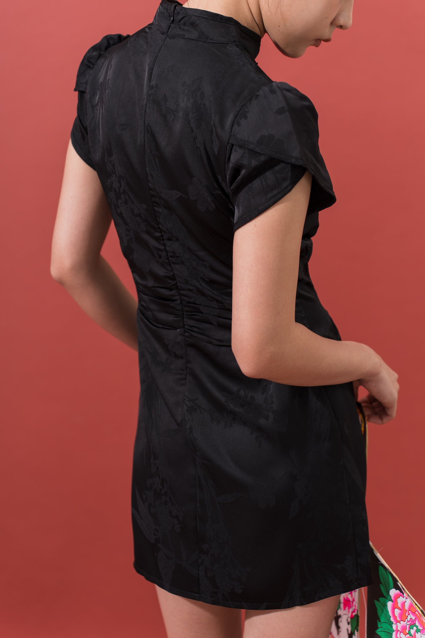 A-Line Cheongsam Dress in Black