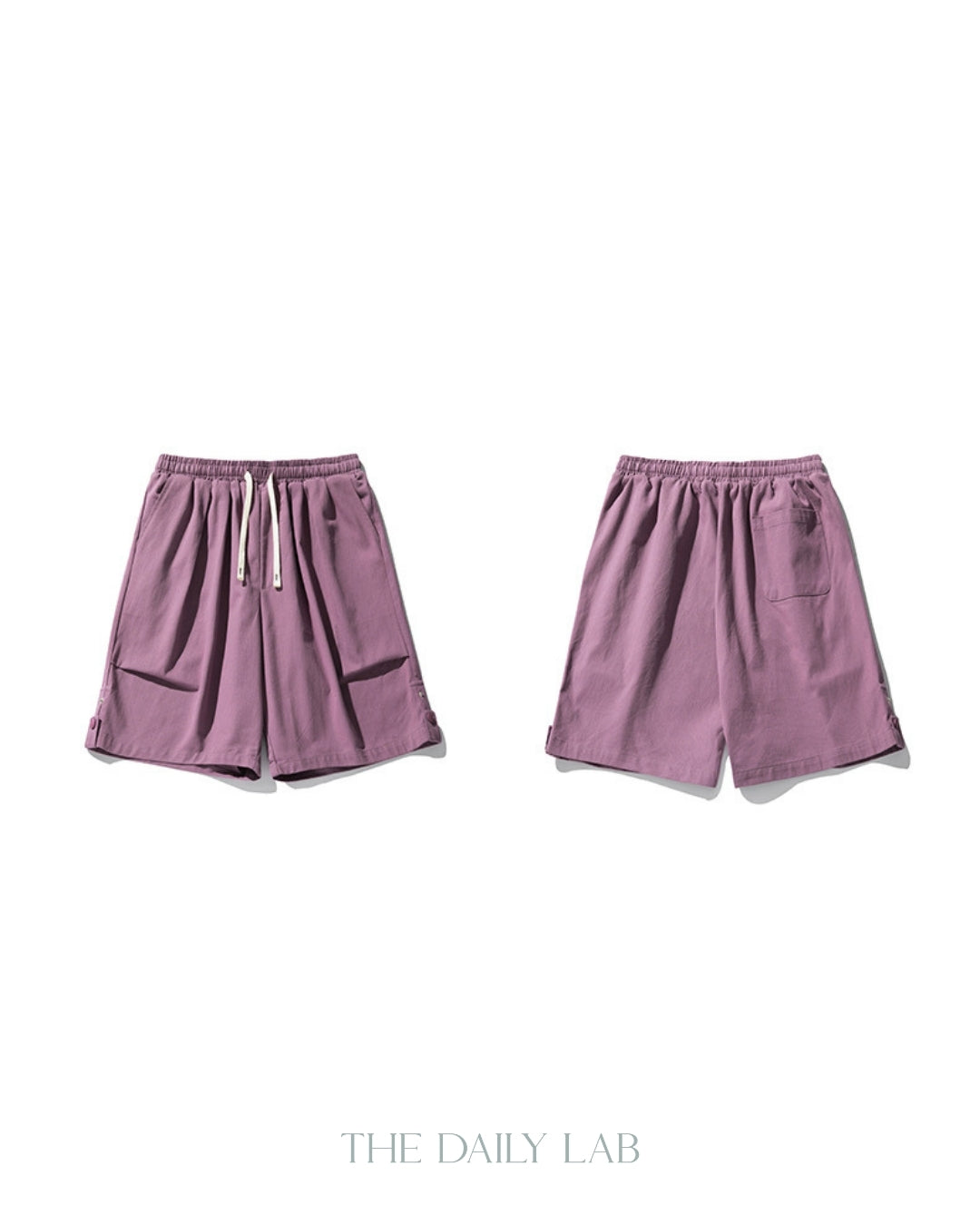 Side Buttoned Cotton Shorts in Violet