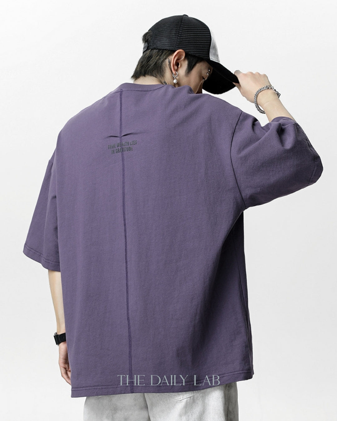 Historical Patchwork Short-Sleeve T-Shirt in Purple