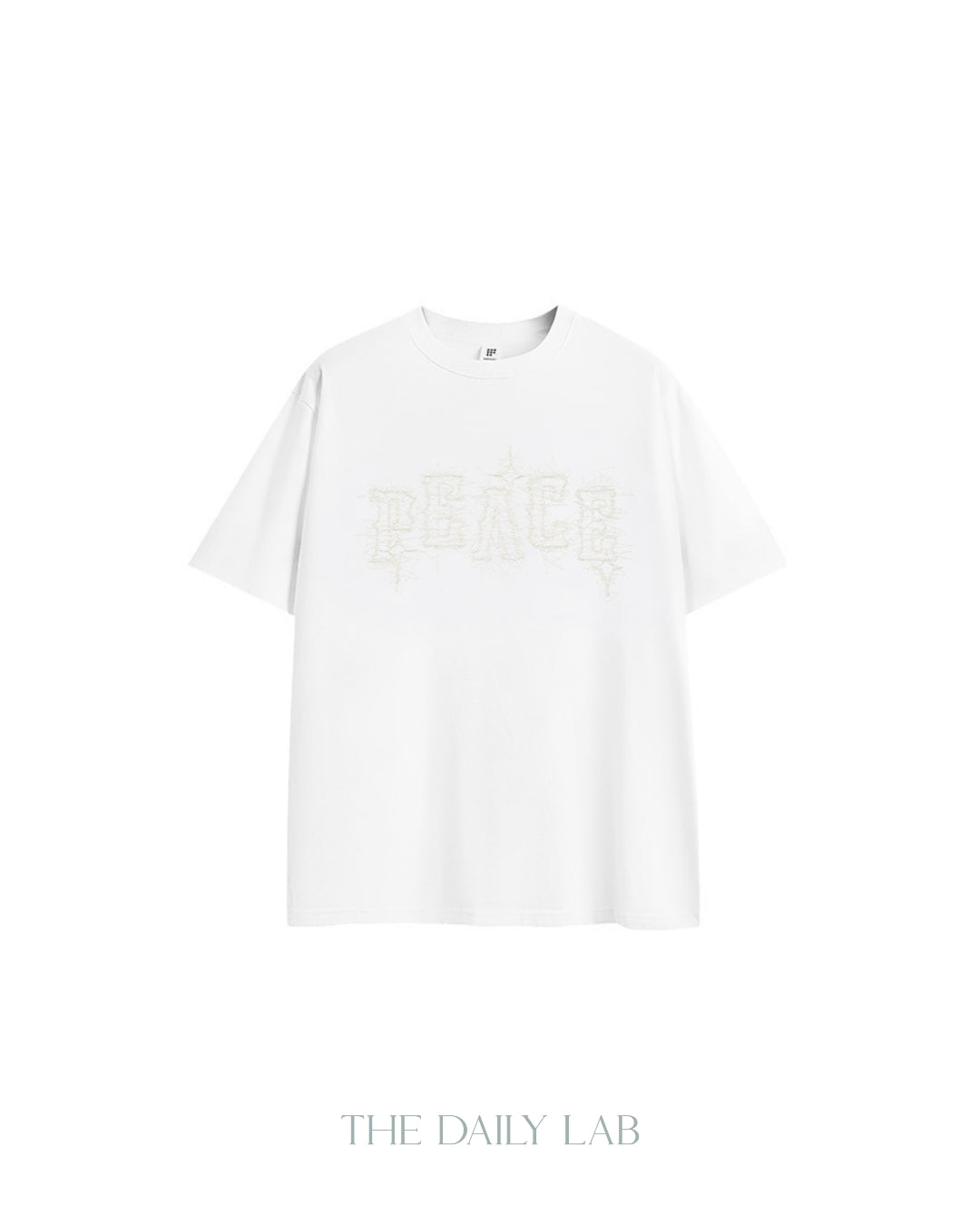 Peace Embroidery Tee in White