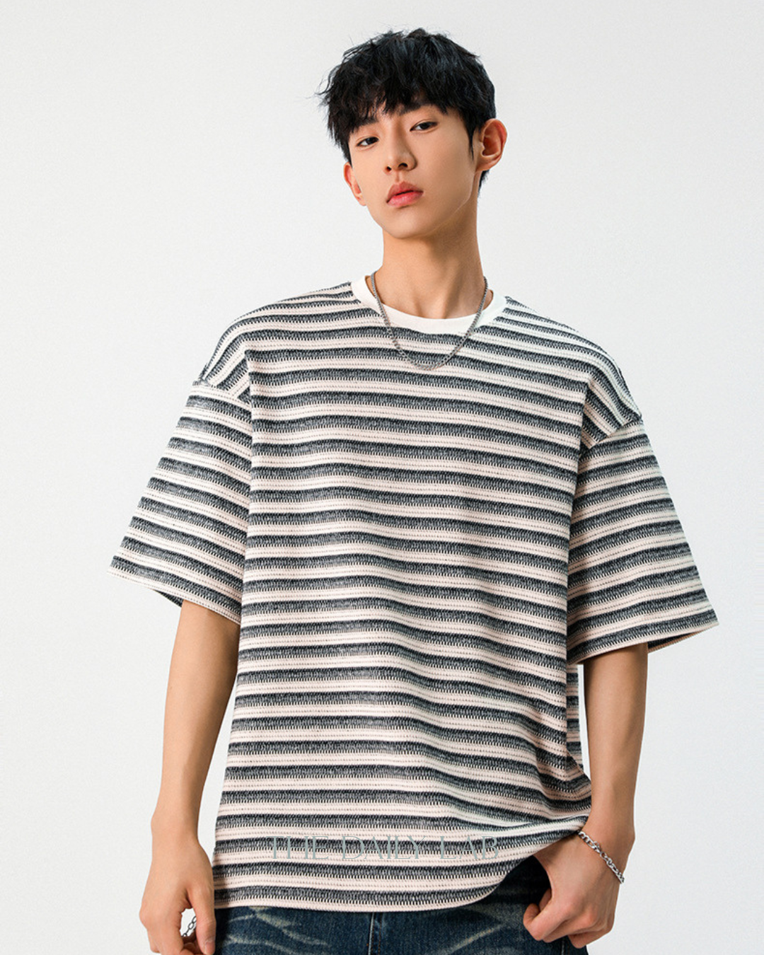 310G Heavyweight Textured Striped Tee in Apricot