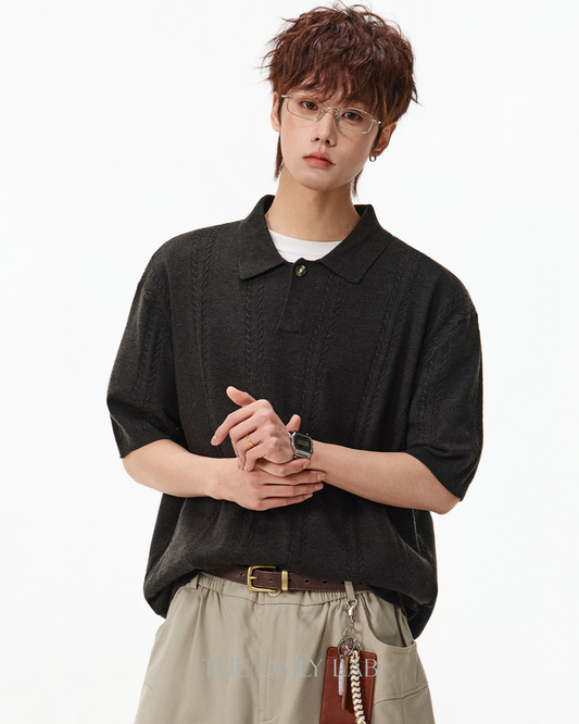 Coast Club Knit Polo in Black