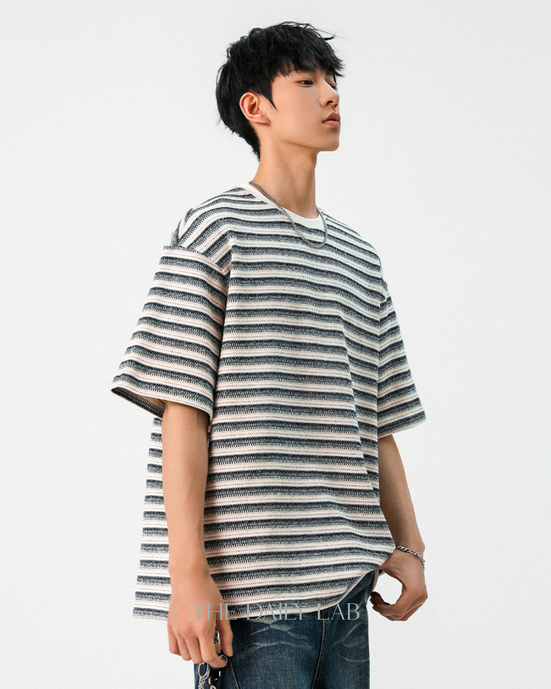 310G Heavyweight Textured Striped Tee in Apricot