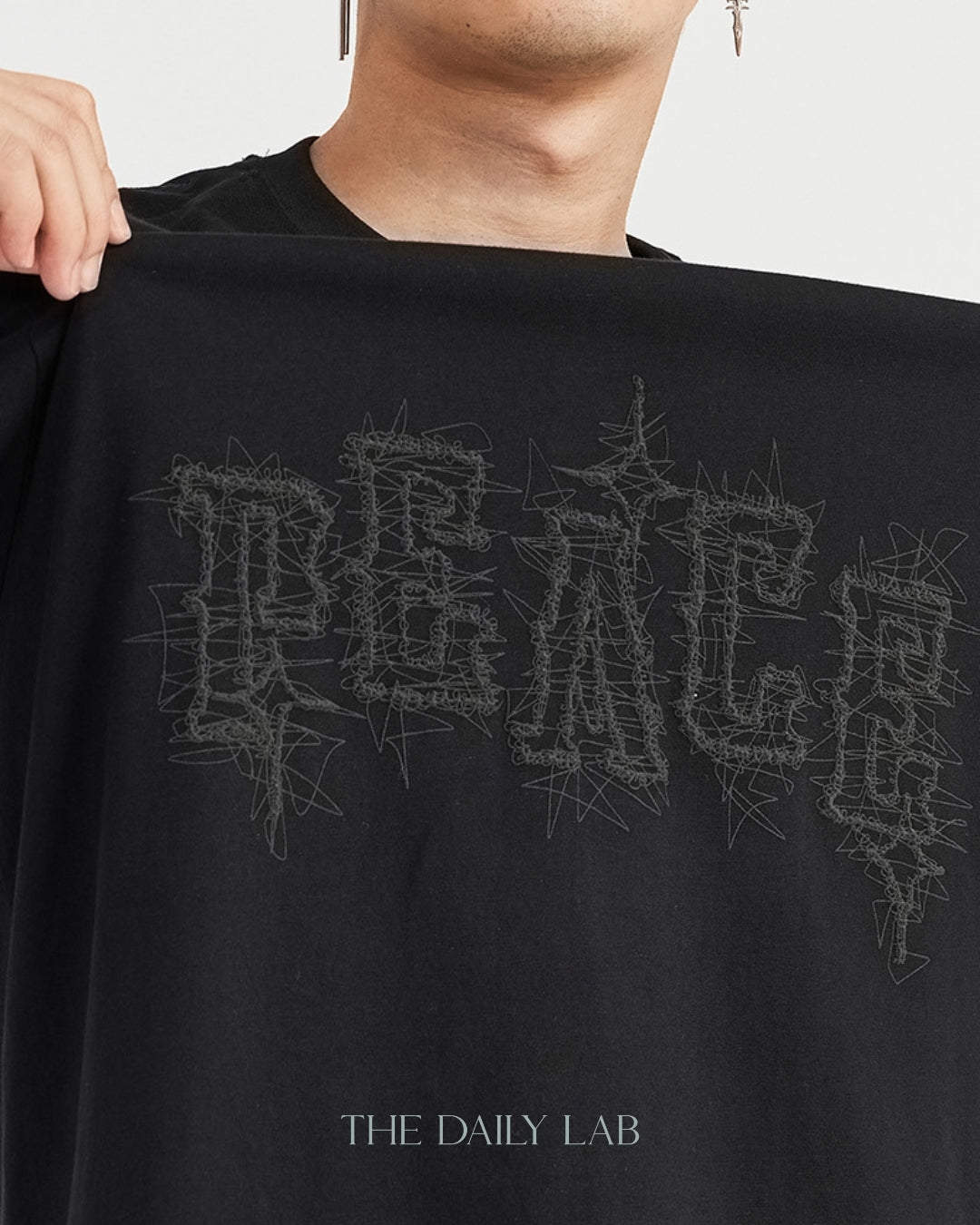 Peace Embroidery Tee in Black