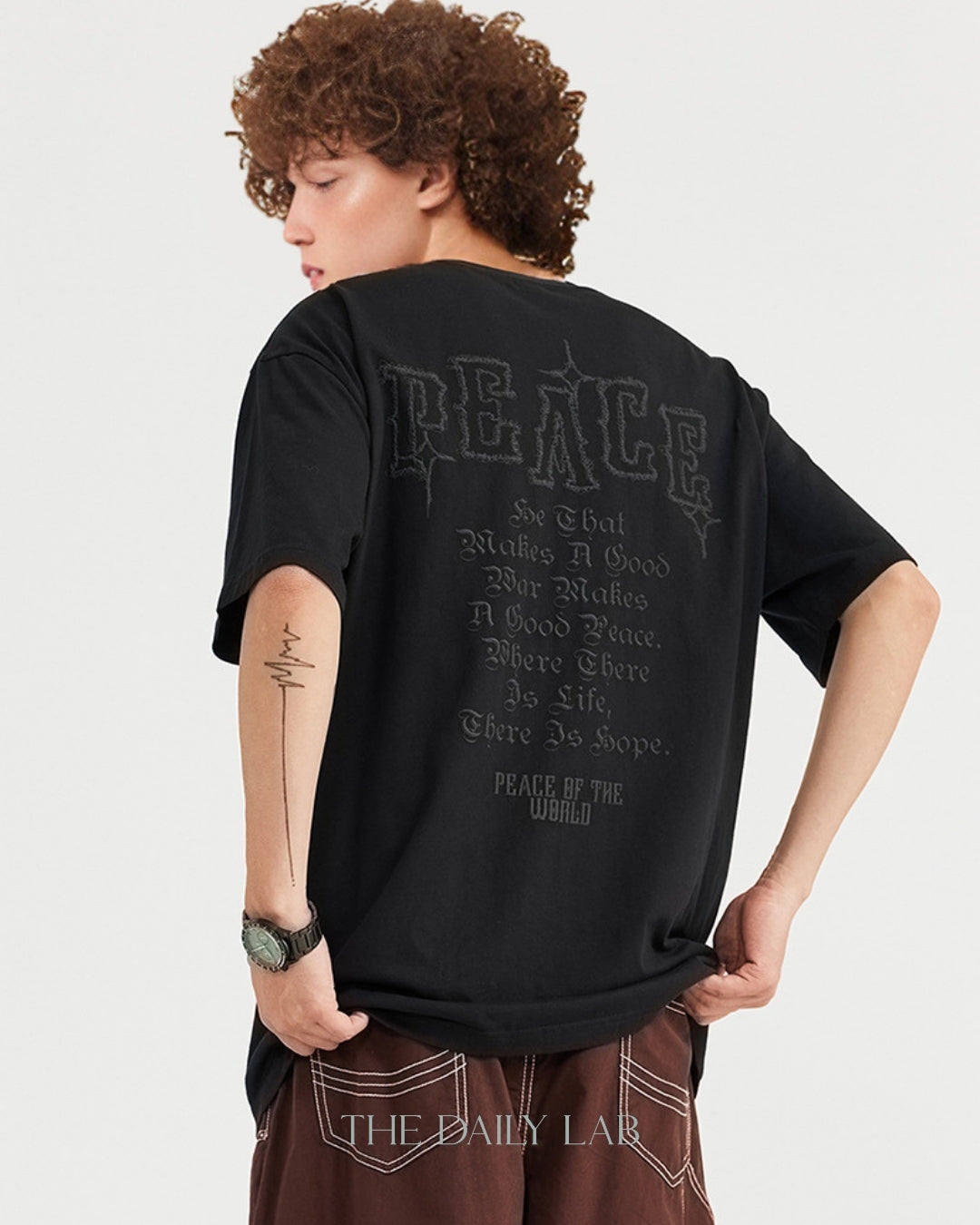 Peace Embroidery Tee in Black